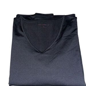 Susan Graver Women 3X Butterknit Top Lace Sleeve Detail Black V Neck Stretch NWT